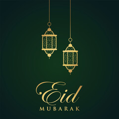 Vector Eid Mubarak Islamic New Year background with candles and moon