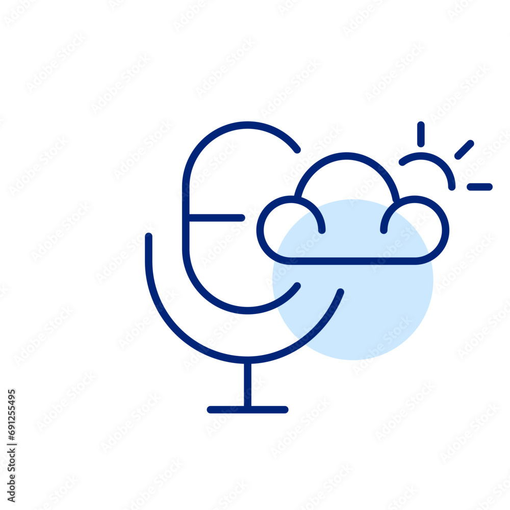 Poster using voice search to get weather forecast. consulting artificial intelligence assistant. pixel perf