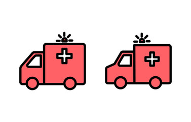 Fototapeta premium Ambulance icon set illustration. ambulance truck sign and symbol. ambulance car