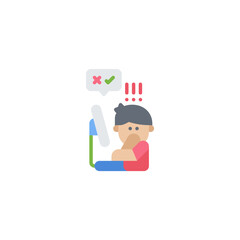 does not like interacting online flat style icon and illustration - vector