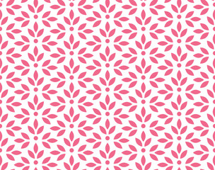 Flower geometric pattern. Seamless vector background. Pink and white ornament