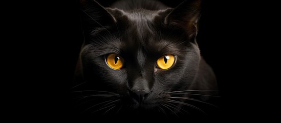 Attractive ebony feline with stunning gaze.