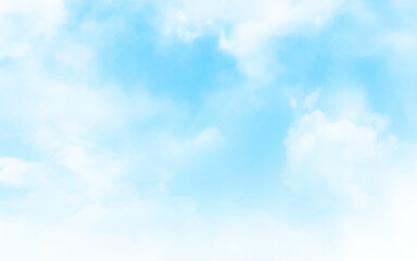 Obraz premium Cloudy blue sky abstract background. Nature Landscape Background with Blue sky and Fluffy white Realistic clouds. Vector illustration.