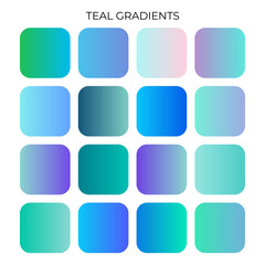 SET OF TEAL GRADIENT COLOR PALETTE