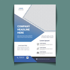 Obraz premium Creative Modern Corporate flyer Template vector design for Brochure, Magazine, Poster, Corporate Presentation, Portfolio, Flyer, infographic, layout modern with Blue color size A4.
