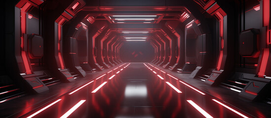 Futuristic Sci-Fi Corridor with Neon Lights