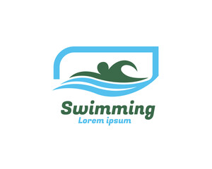 Fototapeta premium swimming art logo design template illustration inspiration