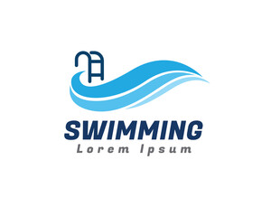 abstract swimming pool wave logo symbol design template illustration inspiration
