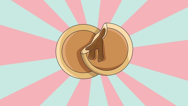 Animation of the typical Korean food Hotteok icon with a rotating background