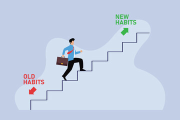 Obraz premium Businessman drawing stairs to his partner 2d vector illustration concept