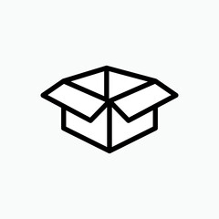 Open Box Icon. Unboxing, Empty Package Symbol  - Vector. 