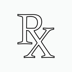 RX Medicine Icon. Drugs Prescription Symbol - Vector.