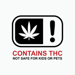 Contains THC Warning. Information Product, Tetrahydrocannabinol Symbol for Design and  Medical Websites, Presentation or Application. 