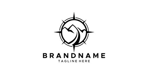 a graphic image with a climber's compass theme, on a white background. graphic vector base.