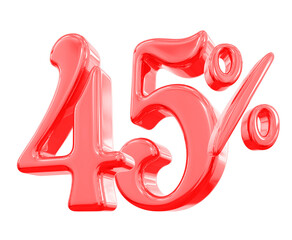 45 percent off discount red number 