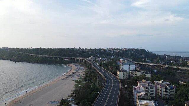 Newly opened Baina Beach Flyover | Bridge in Goa | Vasco da Gama, Goa | Flyover | Bridge | Goa | Beach bridge | Drone, Aerial, Nature, Outdoors, Structure, Highway, Road, Daytime, Waves, beach view