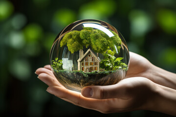 Globe In Hand With House