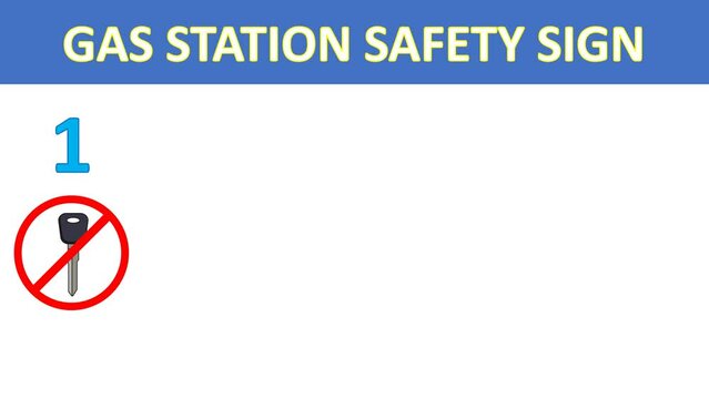 Animated gas station safety sign, suitable for education or reminders