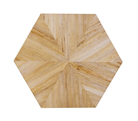 Wood hexagon table sign shape with white background