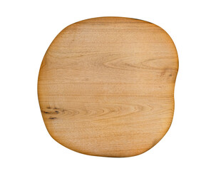 Wood charcuterie board with natural live edge and white empty background for food display or table - 691270284