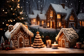 Wooden table mock up for Christmas theme