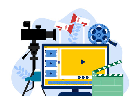 Shooting equipment. Film industry illustration.