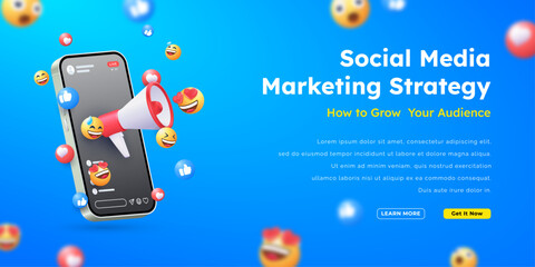 social media banner marketing seo illustration	