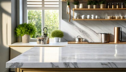 The Heart of the Home: A Warm and Inviting Kitchen with a Marble Island Gathering Place
