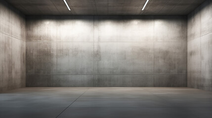 Abstract empty modern concrete walls hallway room with ceiling opening light and rough floor. 