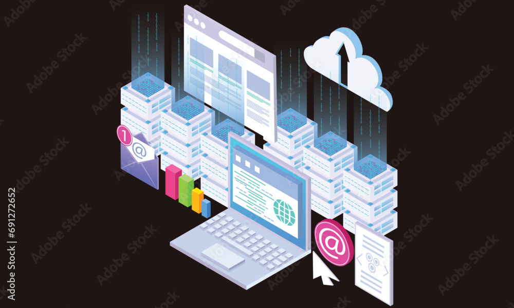 Poster 3d move email to the cloud.on pastel background.3d handmade.3d vector icon for technology,business i