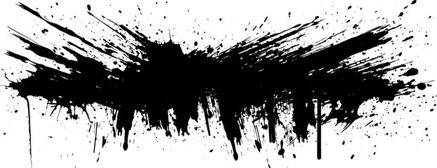 artistic texture of ink brush strokes, Isolated ink splashes and drops. Different handdrawn spray design, grunge splash