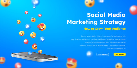 smartphone social media banner marketing seo illustration