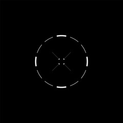 Cyberpunk style element. Futuristic radial cyber aim. Tech design target. A vector futuristic cyberpunk design sight. GUI element.
