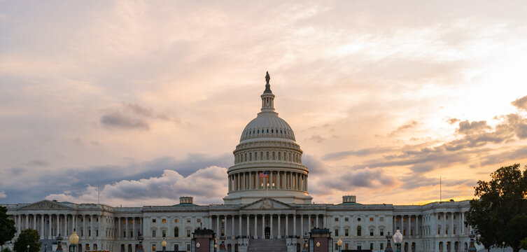 Congress in Washington DC. Capitol building. Capitol with sunset in Washington D.C. Capitol Hill street photography.