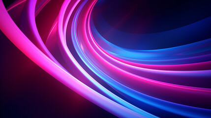 3D render abstract geometric neon background glowing. Generative AI