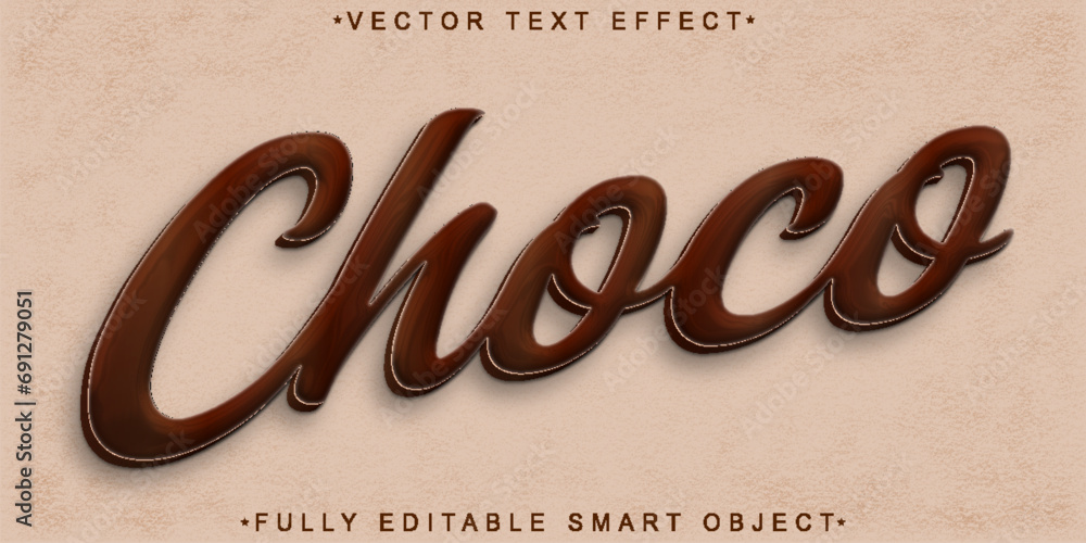 Poster choco brown vector fully editable smart object text effect