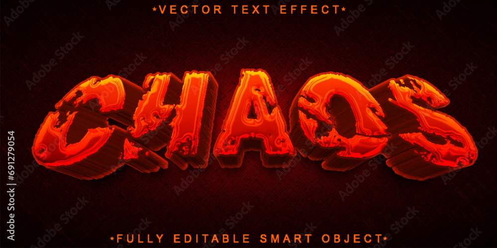 Poster orange worn chaos vector fully editable smart object text effect