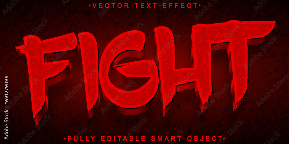 Poster red fight vector fully editable smart object text effect