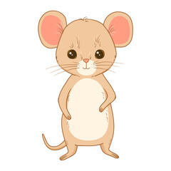 Cute mouse character. Vector cartoon flat illustration isolated on white. Funny baby animal