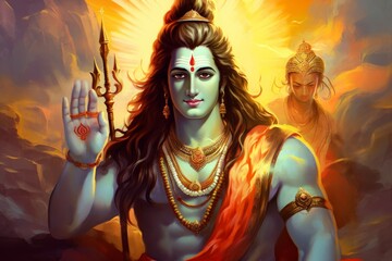 hinduism lord shiva spiritual illustration holy peace, Generative AI