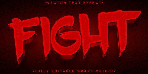 Red Fight Vector Fully Editable Smart Object Text Effect - obrazy, fototapety, plakaty