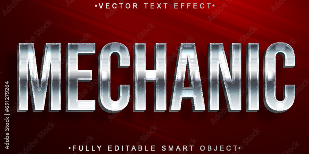 Poster silver mechanic vector fully editable smart object text effect