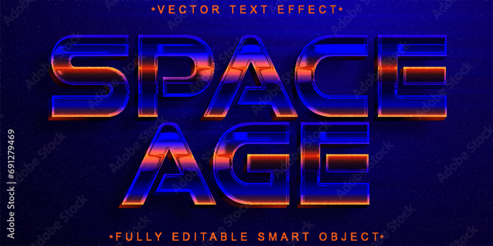 Poster shiny space age futuristic vector fully editable smart object text effect