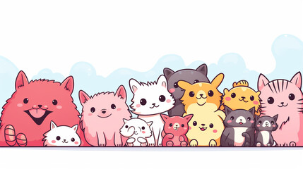 illustration happy cats background. Generative AI.