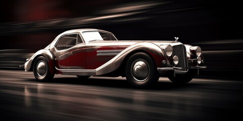 A sport vintage classic car. Life style concept. Race, speed, elegance theme. Generative AI - obrazy, fototapety, plakaty