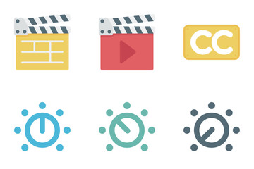 film and video flat icon set bundle 04