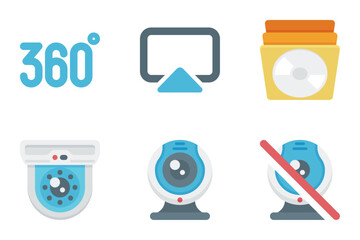 film and video flat icon set bundle 01