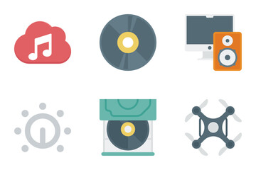 film and video flat icon set bundle 05