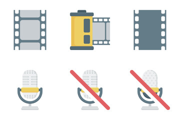 film and video flat icon set bundle 07