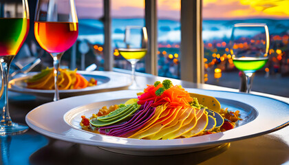 Sip and Savor: National Spaghetti Day Brings Futuristic Rainbow Pappardelle Bliss - Powered by Adobe
